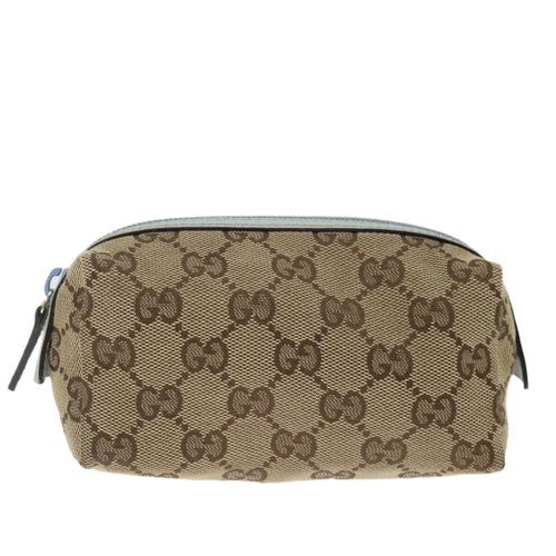 Gucci Cosmetic Pouch Beige Canvas Clutch Bag (Pre-Owned)