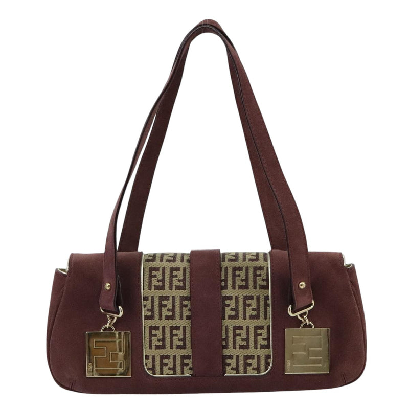 Fendi Baguette Burgundy Canvas Handbag (Pre-Owned)