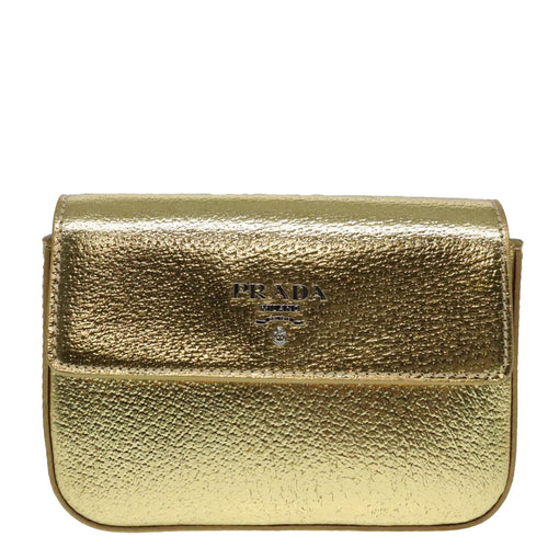 Prada -- Gold Leather Wallet  (Pre-Owned)