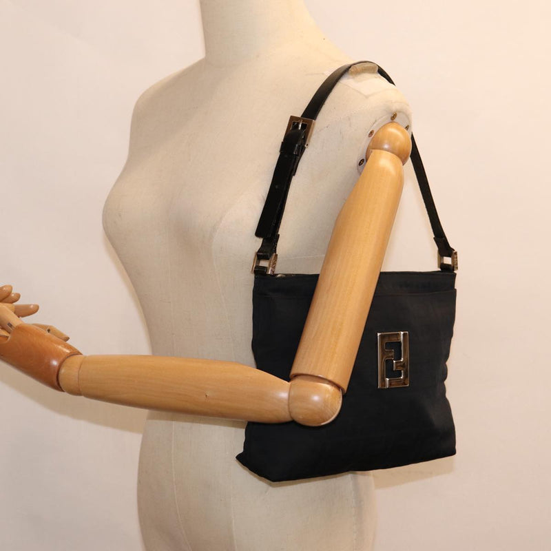 Fendi Zucca Black Canvas Shoulder Bag (Pre-Owned)