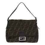 Fendi Mamma Baguette Brown Canvas Shoulder Bag (Pre-Owned)