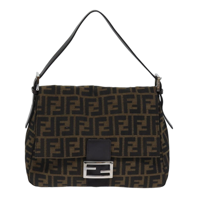 Fendi Mamma Baguette Brown Canvas Shoulder Bag (Pre-Owned)