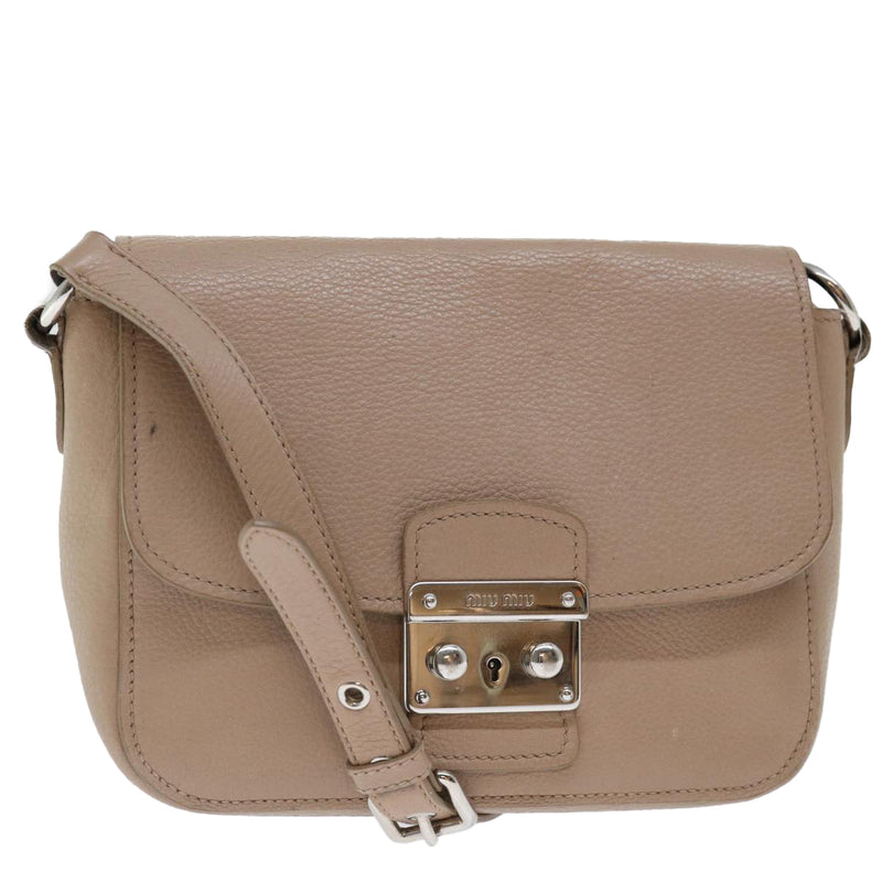 Miu Miu Vitello Beige Leather Shoulder Bag (Pre-Owned)