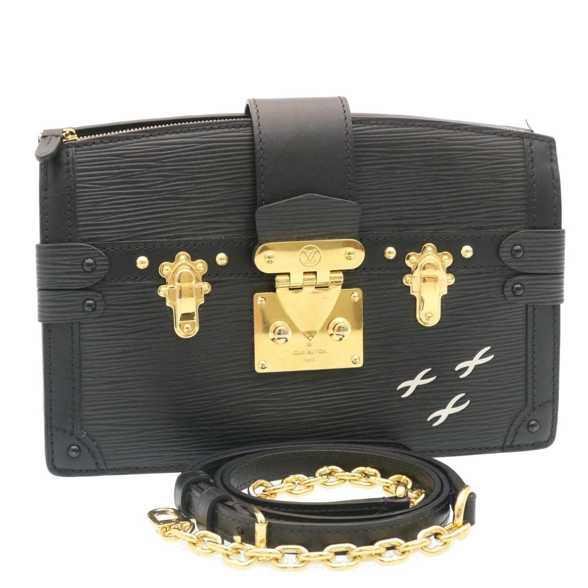 Louis Vuitton Trunk Black Leather Shoulder Bag (Pre-Owned)