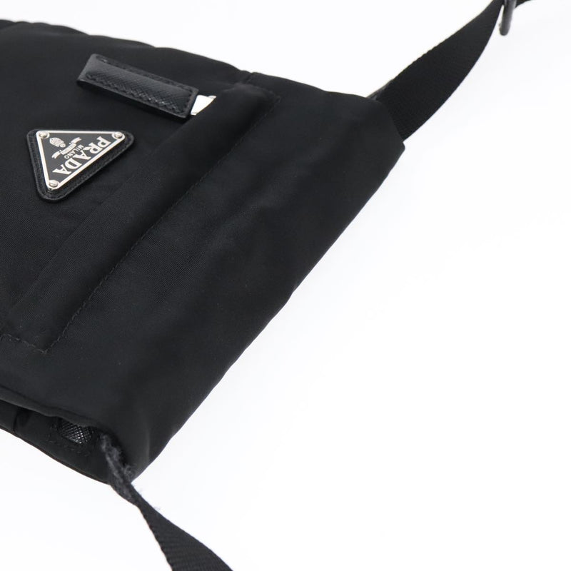 Prada Triangle Logo Black Synthetic Shoulder Bag (Pre-Owned)