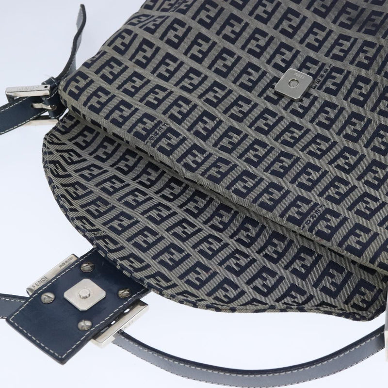 Fendi Zucchino Navy Canvas Shoulder Bag (Pre-Owned)