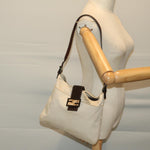 Fendi Mamma Baguette Beige Canvas Shoulder Bag (Pre-Owned)