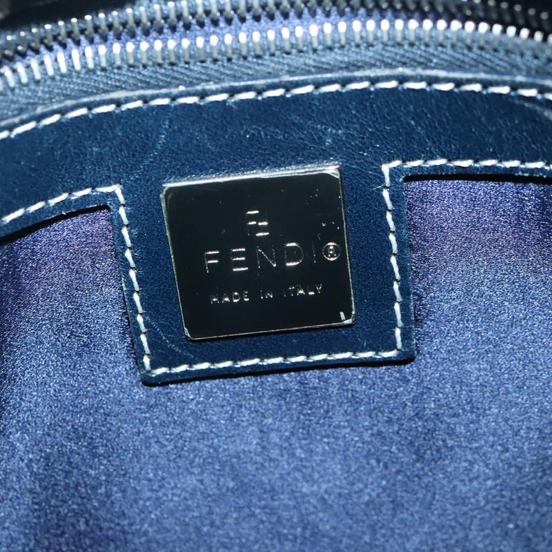 Fendi Zucchino Navy Canvas Shoulder Bag (Pre-Owned)