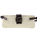 Fendi Baguette Beige Canvas Shoulder Bag (Pre-Owned)