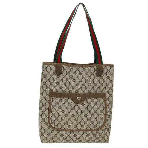 Gucci Sherry Beige Canvas Tote Bag (Pre-Owned)