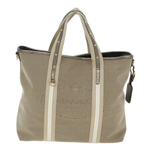 Prada Canapa Beige Canvas Handbag (Pre-Owned)