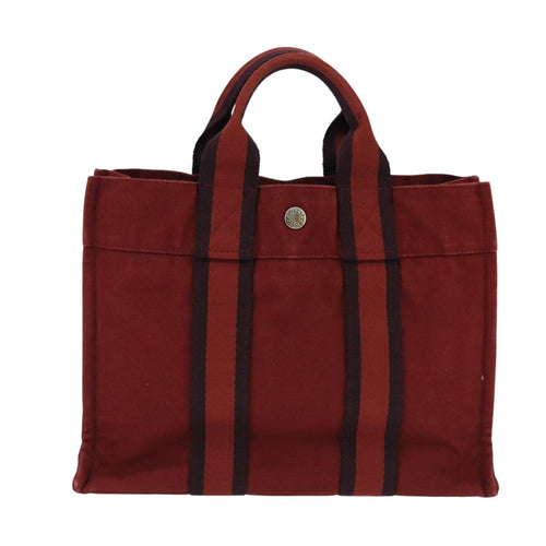 Hermès Herline Burgundy Canvas Tote Bag (Pre-Owned)