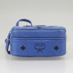 MCM Visetos Blue Canvas Shoulder Bag (Pre-Owned)