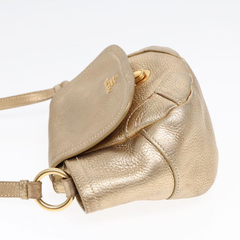 Prada Gold Leather Shoulder Bag (Pre-Owned)