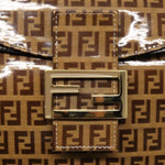 Fendi Baguette Brown Canvas Shoulder Bag (Pre-Owned)