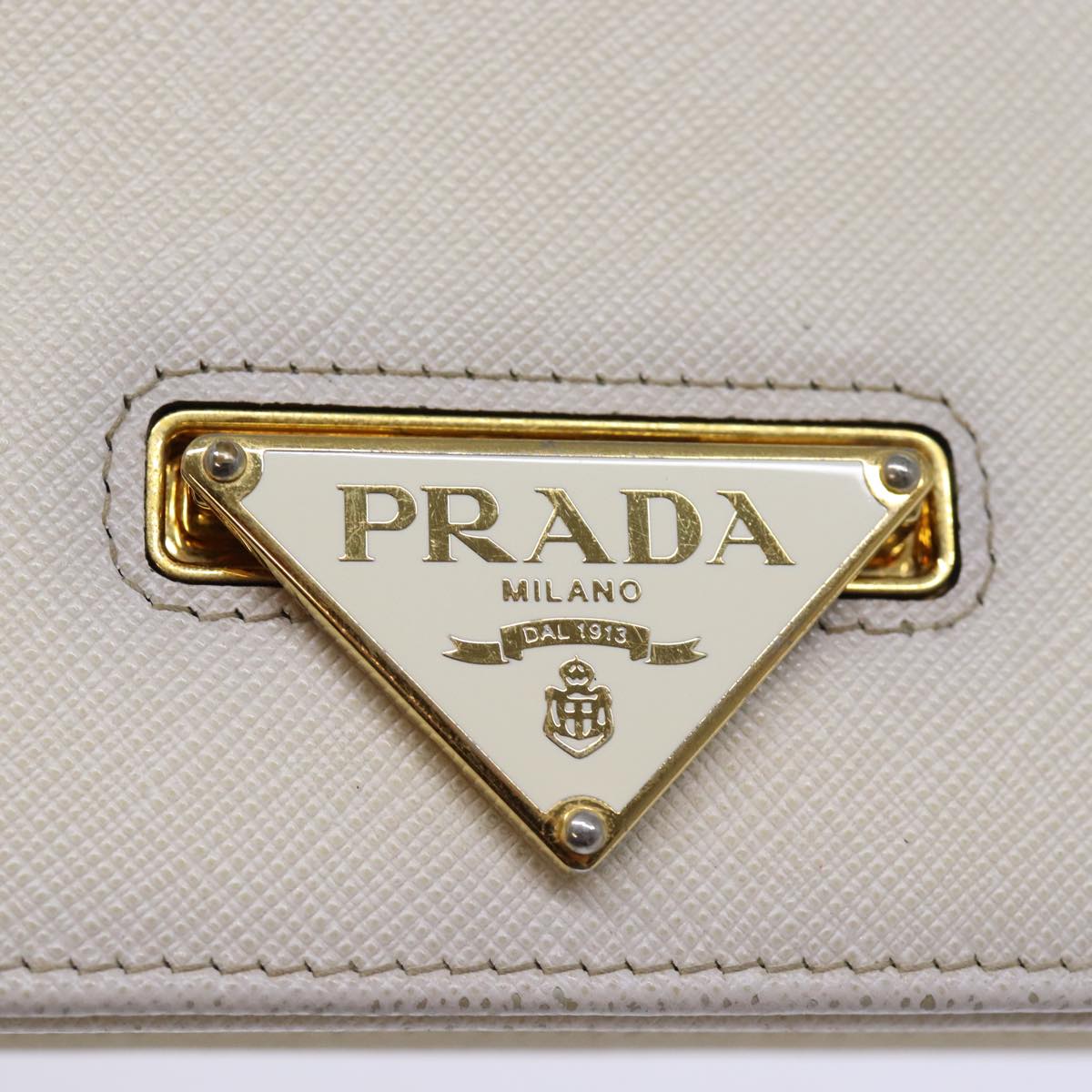 Prada Saffiano Beige Leather Shoulder Bag (Pre-Owned)