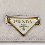 Prada Saffiano Beige Leather Shoulder Bag (Pre-Owned)