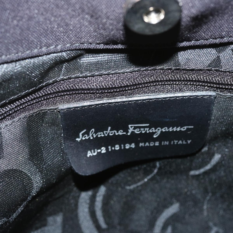 Salvatore Ferragamo Black Canvas Shoulder Bag (Pre-Owned)