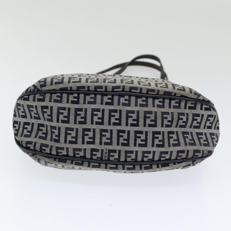 Fendi Zucchino Navy Canvas Handbag (Pre-Owned)