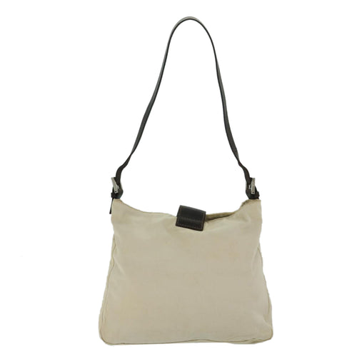 Fendi Mamma Baguette Beige Canvas Shoulder Bag (Pre-Owned)