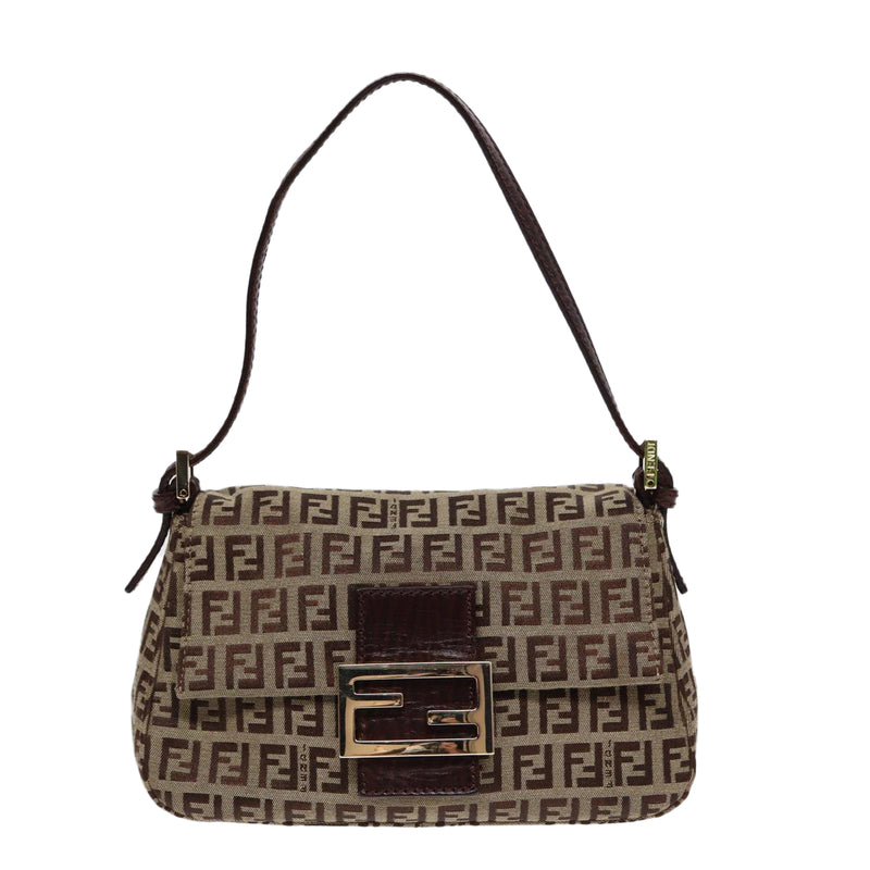 Fendi Mamma Baguette Brown Canvas Handbag (Pre-Owned)