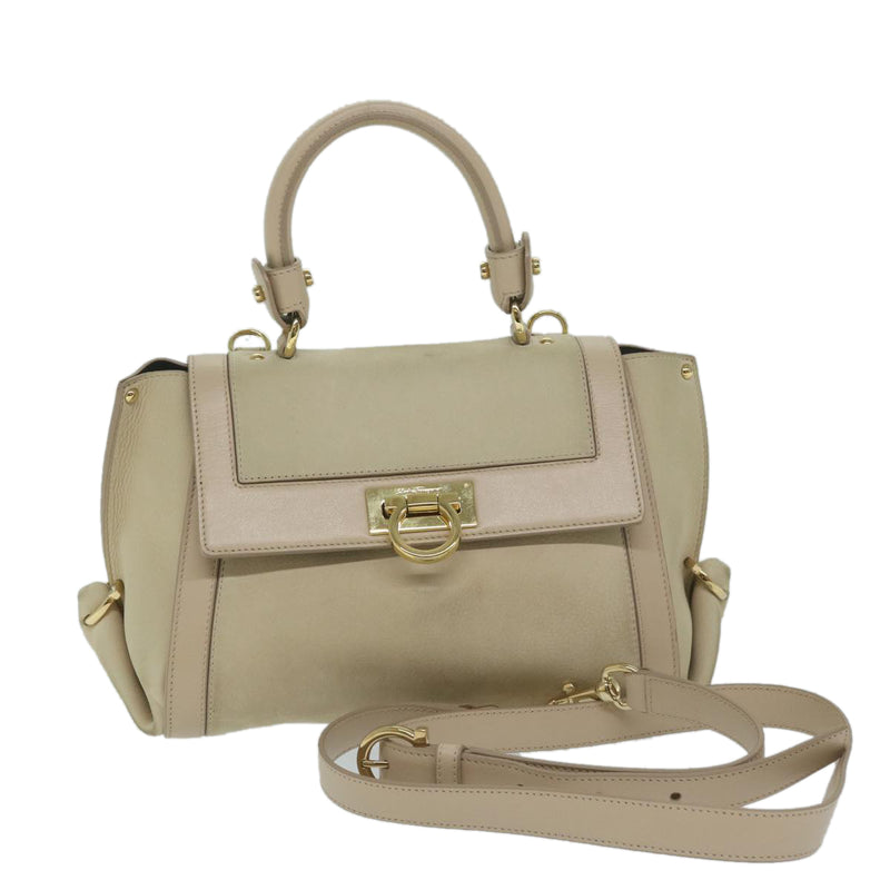 Salvatore Ferragamo Beige Leather Shoulder Bag (Pre-Owned)