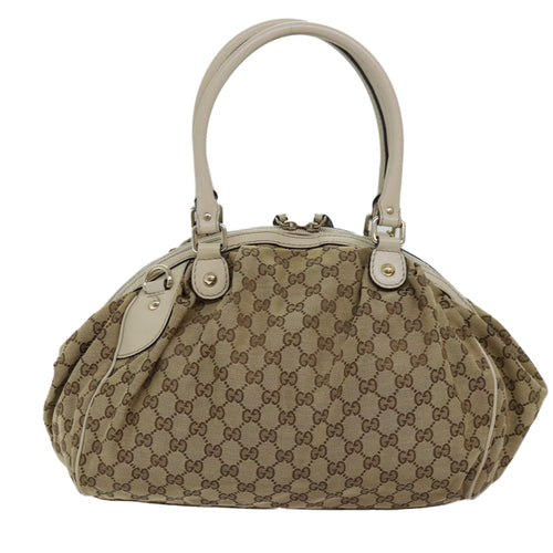 Gucci Sukey Beige Canvas Handbag (Pre-Owned)