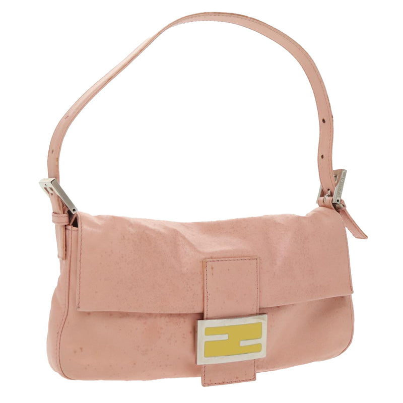 Fendi Baguette Pink Leather Shoulder Bag (Pre-Owned)