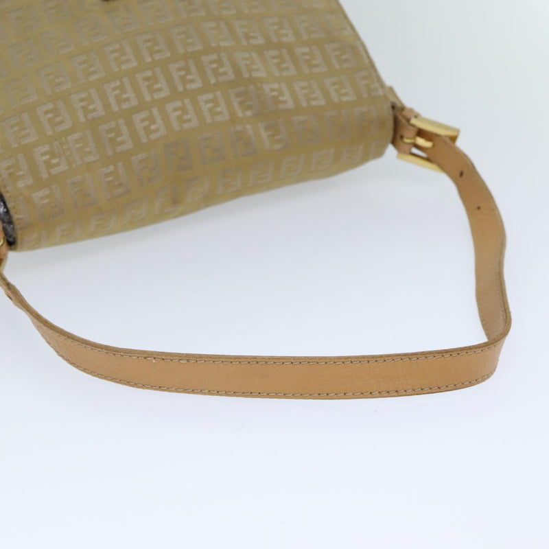 Fendi Mamma Baguette Beige Canvas Shoulder Bag (Pre-Owned)