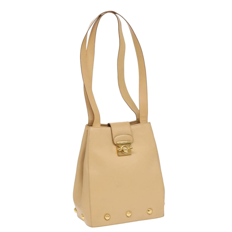 Salvatore Ferragamo Beige Leather Shoulder Bag (Pre-Owned)