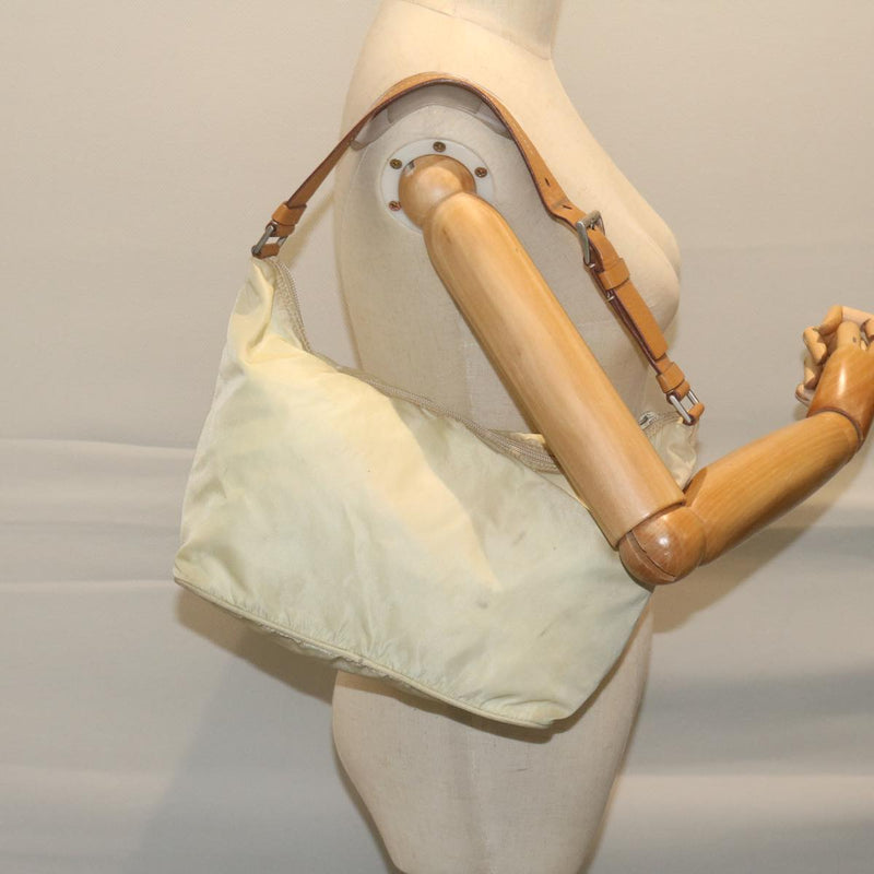 Prada Tessuto Beige Synthetic Shoulder Bag (Pre-Owned)