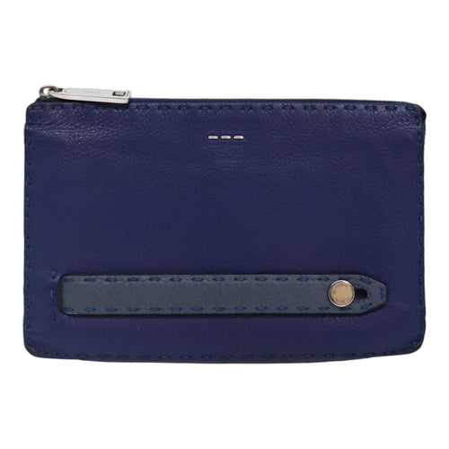 Fendi Selleria Blue Leather Clutch Bag (Pre-Owned)