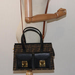 Fendi Zucchino Brown Canvas Handbag (Pre-Owned)