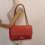 Chanel Timeless Red Leather Shoulder Bag (Pre-Owned)