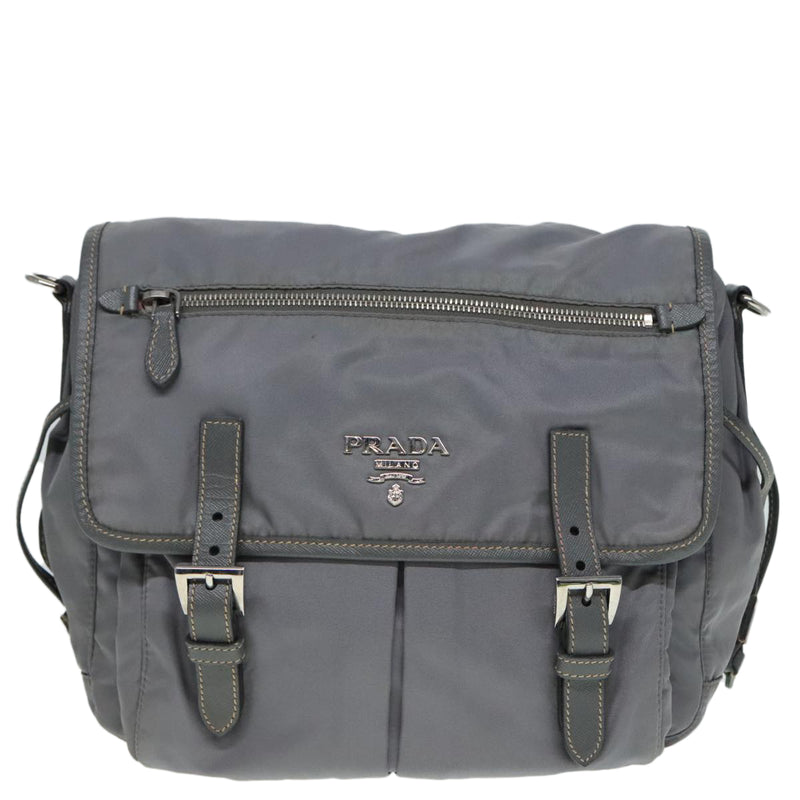 Prada Re-Nylon Grey Synthetic Shoulder Bag (Pre-Owned)