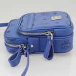 MCM Visetos Blue Canvas Shoulder Bag (Pre-Owned)