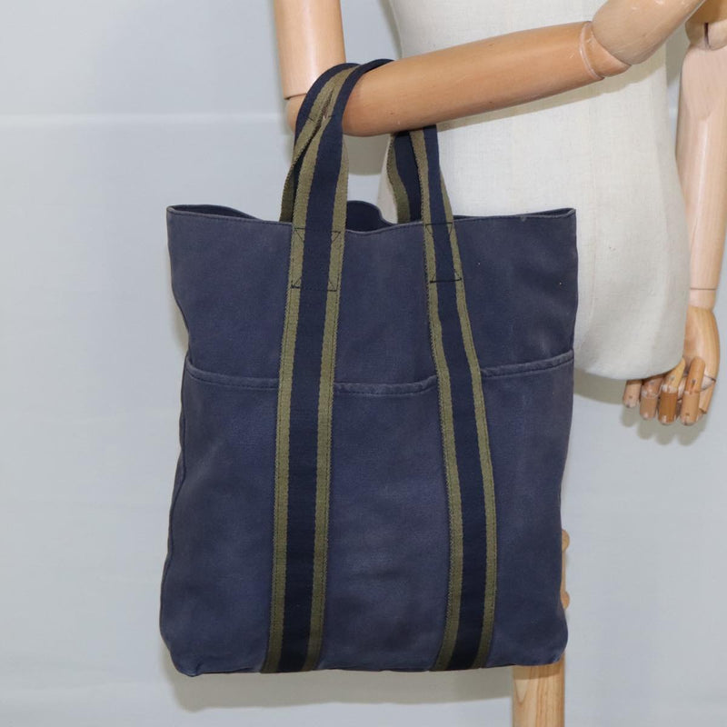 Hermès Fourre Tout Navy Canvas Tote Bag (Pre-Owned)