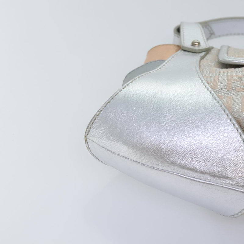 Fendi Zucchino Silver Canvas Handbag (Pre-Owned)