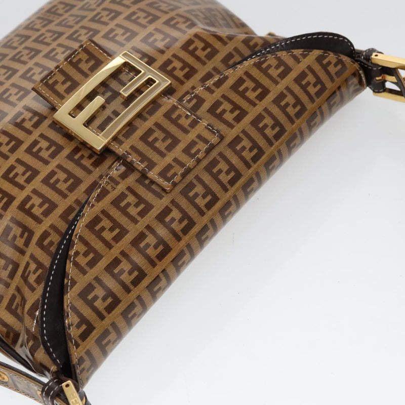 Fendi Baguette Brown Canvas Shoulder Bag (Pre-Owned)