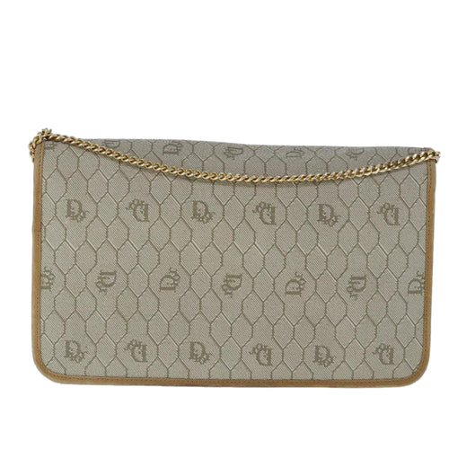 Dior Honeycomb Beige Canvas Shoulder Bag (Pre-Owned)