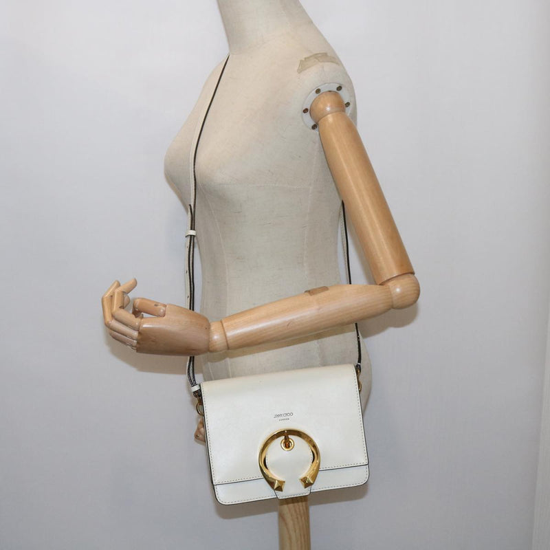 Jimmy Choo Madeline White Leather Shoulder Bag (Pre-Owned)