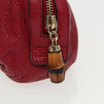 Gucci Bamboo Red Leather Clutch Bag (Pre-Owned)