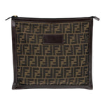 Fendi Zucca Brown Canvas Clutch Bag (Pre-Owned)