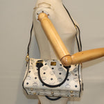 MCM Visetos White Leather Handbag (Pre-Owned)