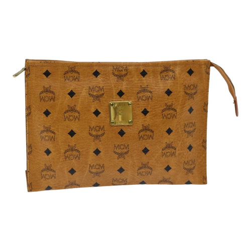 MCM Visetos Brown Canvas Clutch Bag (Pre-Owned)