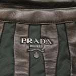 Prada Tessuto Khaki Leather Shoulder Bag (Pre-Owned)