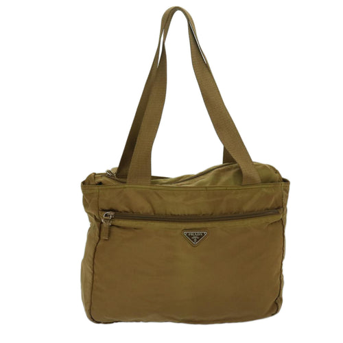 Prada Tessuto Khaki Synthetic Shoulder Bag (Pre-Owned)