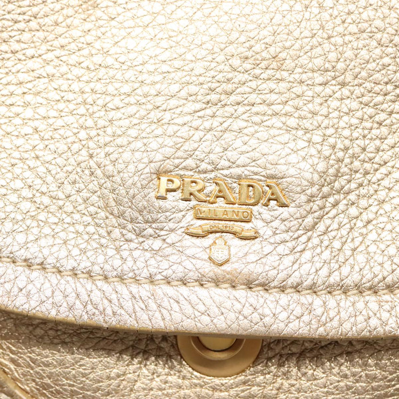 Prada Gold Leather Shoulder Bag (Pre-Owned)