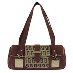 Fendi Baguette Burgundy Canvas Handbag (Pre-Owned)