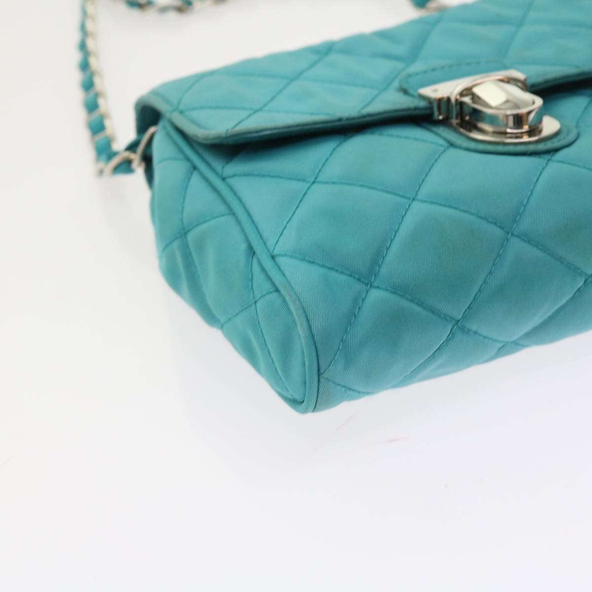 Prada Tessuto Turquoise Synthetic Shoulder Bag (Pre-Owned)